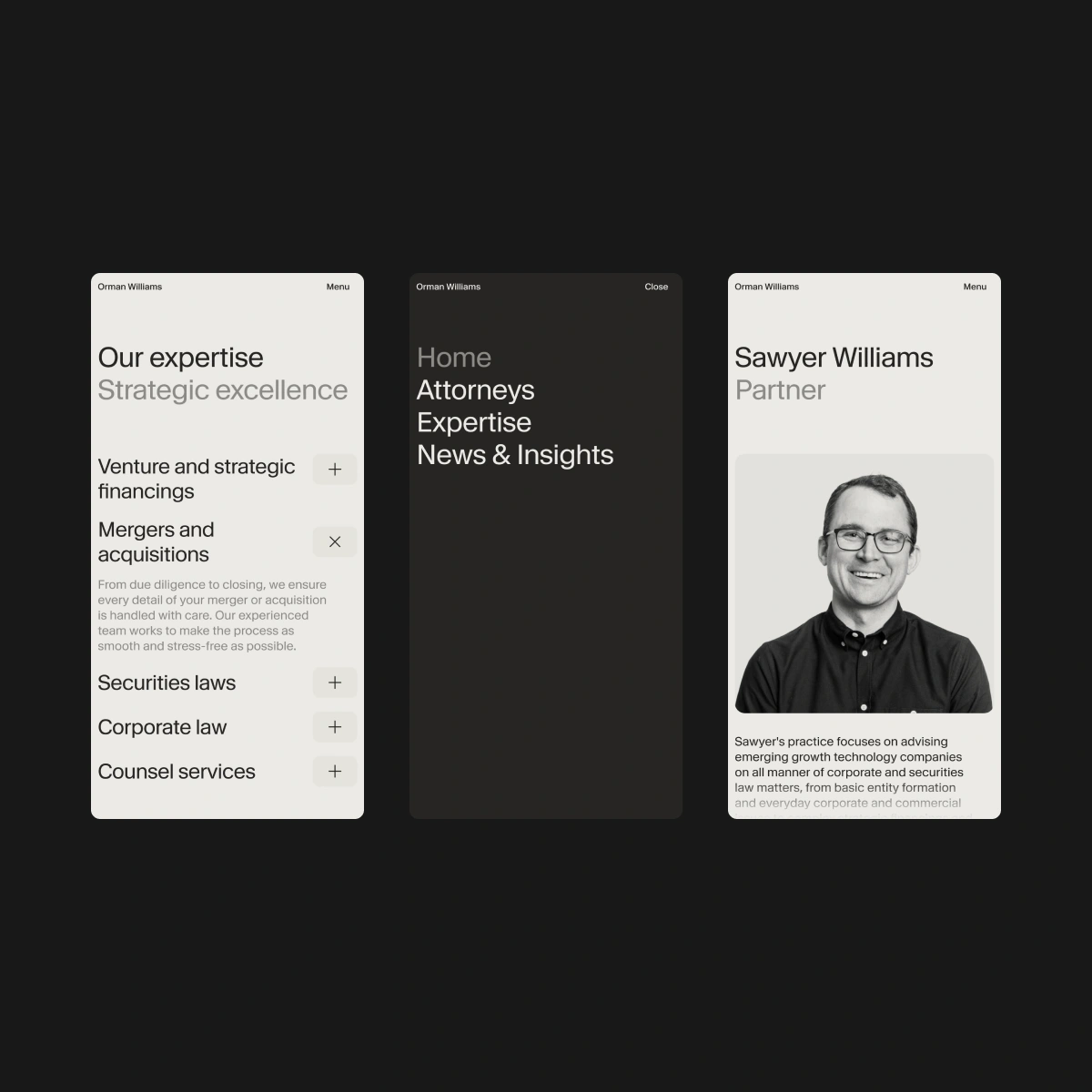 Digital direction and design for Orman Williams