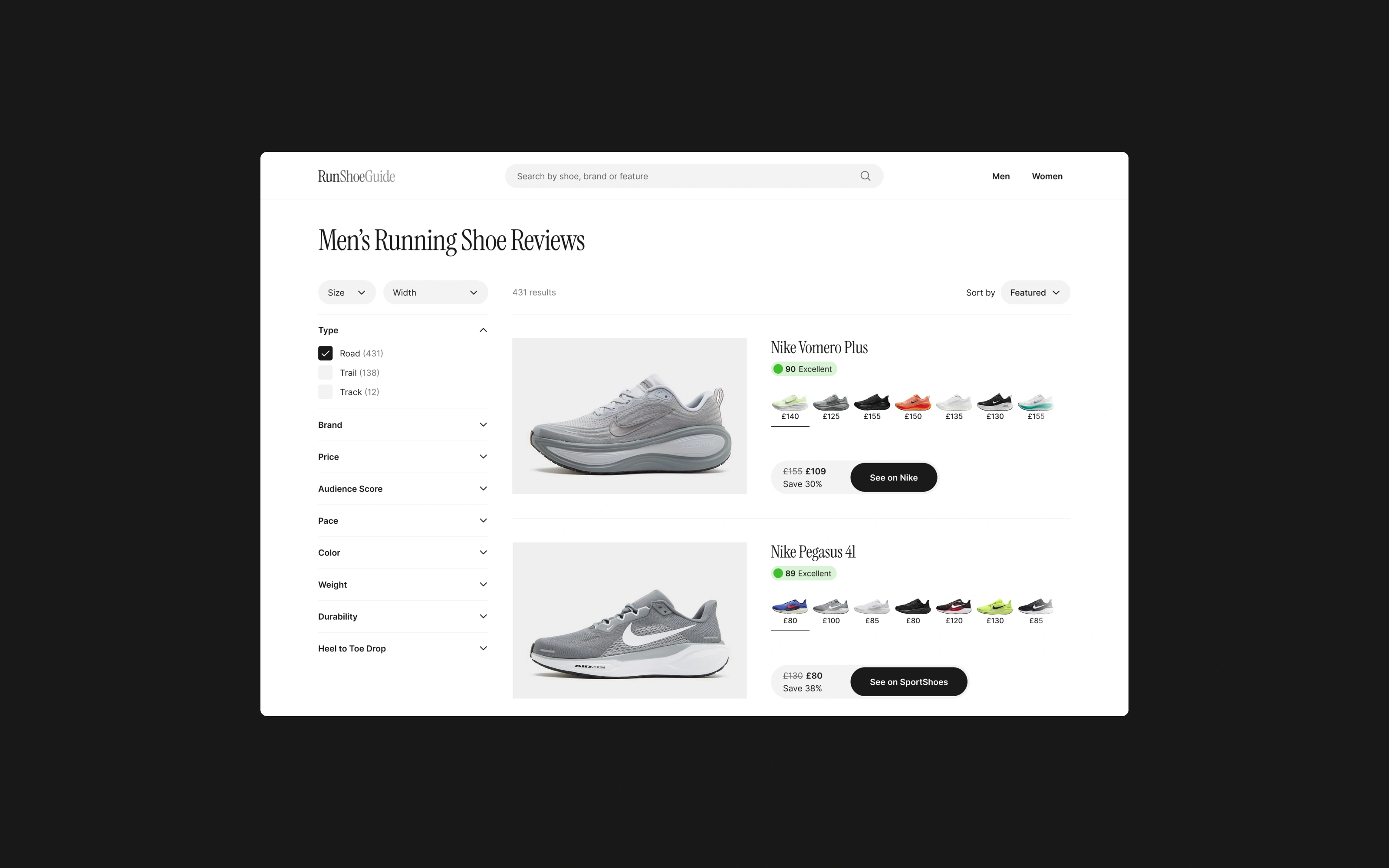 Digital direction and design for RunShoeGuide
